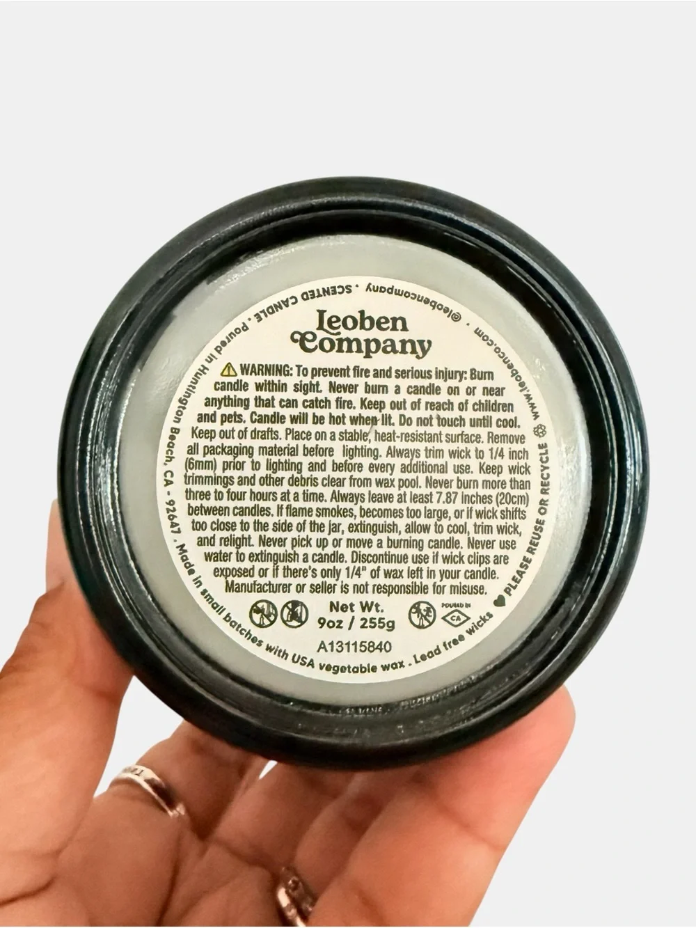 Leoben Company Newport & Home Sandalwood Musk Scented Candle - Black Glass